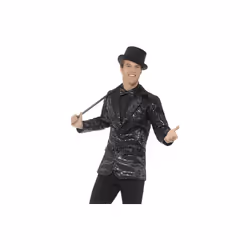 Smiffy's 46984m Sequin Men's Jacket (medium) -  sequin jacket mens fancy dress adults costume black cabaret carnival circus c ...