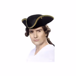 Black Dick Turpin Tricorn Fancy Dress Hat - hat dick turpin fancy dress tricorn mens pirate smiffys