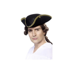 Black Dick Turpin Tricorn Fancy Dress Hat -  hat dick turpin fancy dress tricorn mens pirate smiffys