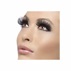 Long 60's Black Fake Eyelashes - eyelashes black long fancy dress 60s style false ladies make up 1960s accessory fake fever