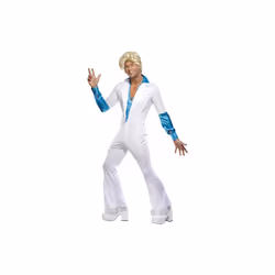Smiffy's Adult Men's Disco Man Costume, All In One Jumpsuit With Attached - disco costume man 70s fancy dress mens outfit 19 ...