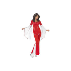 Smiffy's Women's Super Trooper Costume, Top And Trousers, Size: 12-14, Colour: -  costume super trooper fancy dress 70s disco womens 1970s red outfit