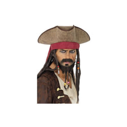 Smiffy's Cappello Pirata Marrone Con Capelli -  pirate hat fancy dress smiffys mens dreadlocks brown accessory cappello pirata marrone con capelli