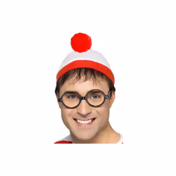 Adults Where's Wally Instant Kit - wheres wally fancy kit dress hat glasses instant costume mens official smiffys