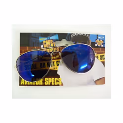 Blue Adults Aviator Specs - Fancy Dress Mirrored Adult Unisex Smiffys Costume - aviator blue specs fancy dress mirrored adul ...