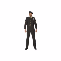 Smiffy's Adult Men's Wartime Officer Costume, Beret, Tie, Trousers, Belt And - officer wartime fancy dress mens costume army ...