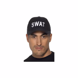 Smiffy's Adult Unisex Swat Baseball Cap, Black, One Size, 35463 - swat baseball cap fancy dress hat adult unisex costume pol ...