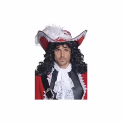 Smiffy's Cappello Pirata Autentico - hat pirate fancy dress mens authentic captain red adult hook costume accessory