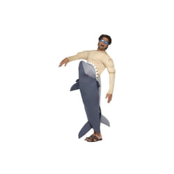 Smiffy's Men's Man Eating Shark Costume, Shark Bodysuit And Goggles, Funny -