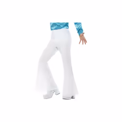Smiffy's 48194xl Flared Men's Trouser (x-large) -  flared trousers disco mens fancy dress costume flares 70s 60s white hippy  ...