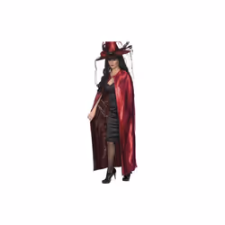 Smiffy's Deluxe Reversible Cape - Red And Black -  cape halloween fancy dress reversible costume deluxe witches ladies cloak  ...