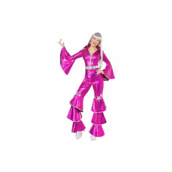 Smiffy's Adult Women's 1970's Dancing Dream Costume, Lace Up Jumpsuit, 70 -