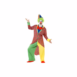 Smiffy's Men's La Circus Deluxe Clown Costume, Jacket, Trousers, Mock Shirt Bow - circus clown costume mens la outfit fancy ...