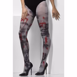 Opaque Tights, Zombie Dirt, Grey, with Blood Splatter