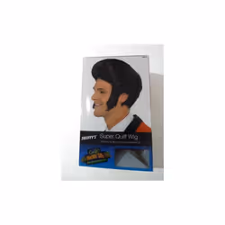 50's Black Men's Quiff Wig - wig quiff 50s black king smiffys fancy dress sideburns mens 1950s