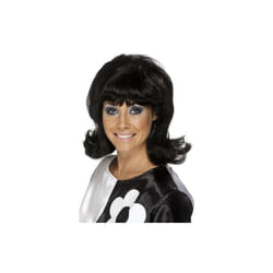 Smiffy's 60's Flick-up Wig - Black -  wig 60s black ladies fancy dress flick costume flickup 1960s hairspray smiffys