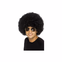 Smiffy's Funky Afro Wig - Black, One Size - afro wig fancy dress funky black 70s costume unisex disco smiffys clown