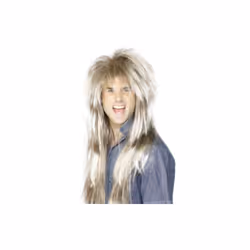 Smiffy's 80's Mega Mullet Blonde Wig - Brown -  wig 80s blonde mullet brown mega smiffys fancy dress