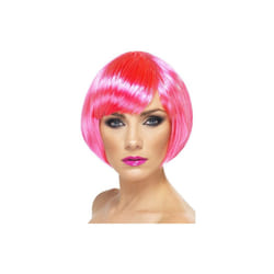 Smiffy's Babe Wig - Neon Pink -  wig bob babe neon pink short fancy dress ladies smiffys costume fringe