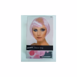 Babe Wig, Pink, Short Bob With Fringe - wig fancy dress babe bob short pink ladies costume accessory