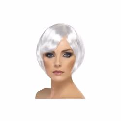 Smiffy's Babe Wig - White - wig bob short fancy dress babe ladies costume accessory white fringe blonde