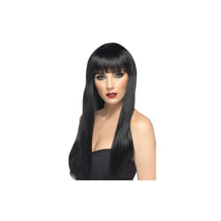 Smiffy's Beauty Wig - Black -  wig beauty long fancy dress straight fringe womens ladies accessory black adult