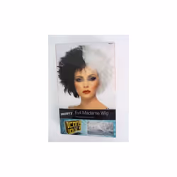 Adult's Black White Evil Madame Wig - wig evil madame black white smiffys fancy dress cruella costume ladies halloween de