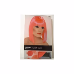 Adult's Neon Pink Glam Wig - wig glam short neon fancy dress ladies pink blunt fringe bob accessory