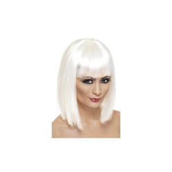 Smiffys Female Glamour Wig - White -  wig short fancy dress glam white ladies blunt accessory womens bob fringe costume straight