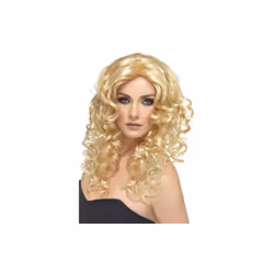 Women's Blonde Curly Glamour Wig - wig glamour blonde curly long smiffys fancy dress ladies womens costume accessory