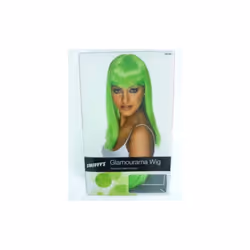 Ladies Green Glamourama Wig -  wig green long glamourama straight neon fancy dress smiffys ladies