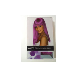Adult's Neon Purple Glamour Wig -  wig long glamourama ladies neon straight fancy dress purple costume accessory smiffys fringe