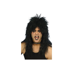 Long Black Men's Hard Rocker Tousled Wig -  wig rocker hard black fancy dress smiffys 80s heavy metal mens