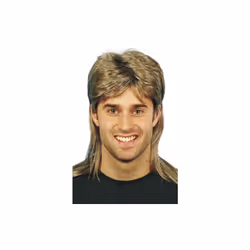 Brown With Blonde Highlights Mullet Wig -  wig mullet fancy dress brown mens blonde 1980s costume accessory jason smiffys hig ...
