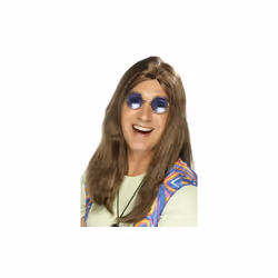 Brown Neil Hippy Wig With Side Parting -  wig hippy brown 1960s fancy dress neil mens costume hippie accessory smiffys 1970s  ...