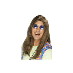 Brown Neil Hippy Wig With Side Parting -  wig hippy brown 1960s fancy dress neil mens costume hippie accessory smiffys 1970s new