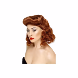 Women's Smiffy's Pin Up Wig Auburn With Loose Curls - up wig pin auburn fancy dress girl 1940s smiffys wartime ladies curls ...