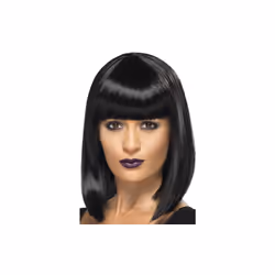 Black Adult Womens R'n'b Star Wig With Fringe -  wig star black smiffys n rnb fancy dress bob