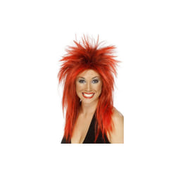Long Red Ladies 80s Mullet Rock Diva Wig -  wig rock fancy dress diva red 80s punk mullet black ladies costume accessory 1980s tina smiffys