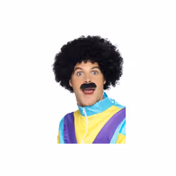Black Smiffy's Scouser Wig & Moustache Set - scouser set black smiffys fancy dress wig