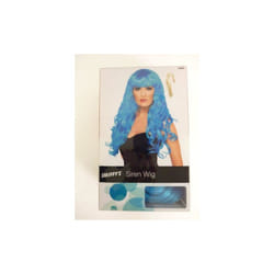 Adult's Blue Long Siren Wig -  wig siren fancy dress womens glamour long wigs curly girls 80s outfit wonder woman blue ladies