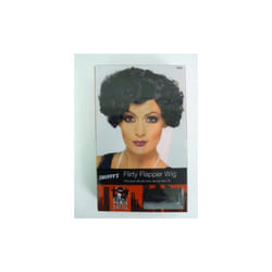 1920's Adult's Black Flirty Flapper Wig -  wig flapper fancy dress flirty 20s 1920s black charleston ladies short curly