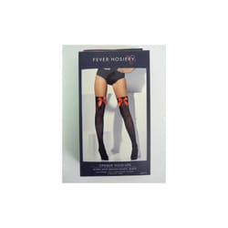Adult's Black Opaque Stockings -  ladies stockings fancy dress black red bow accessory opaque womens thigh hold ups sexy