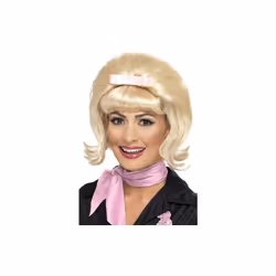 Smiffy's 50's Flicked Beehive Bob With Ribbon Bow - Blonde