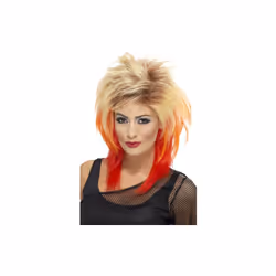 Smiffy's 80's Mullet Wig With Streaks - Blonde/red -  wig 80s blonde mullet red fancy dress 1980s adult smiffys ladies
