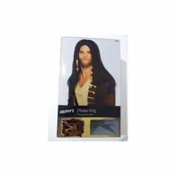 Adult's Black Pirate Wig -  pirate wig black beads mens fancy dress smiffys costume