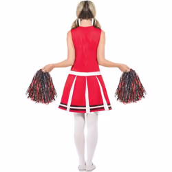Cheerleader Costume with Pom Poms, Fancy Dress, UK Size 16-18