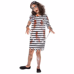 Kids Zombie Convict Prisoner Girl Costume | Halloween - Medium
