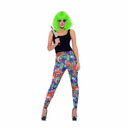 Creepy Clown Leggings, Halloween Cirque Sinister Fancy Dress, UK Size 12-14