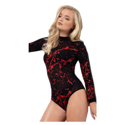 Blood Splatter Snap Crotch Bodysuit (Black) | Halloween